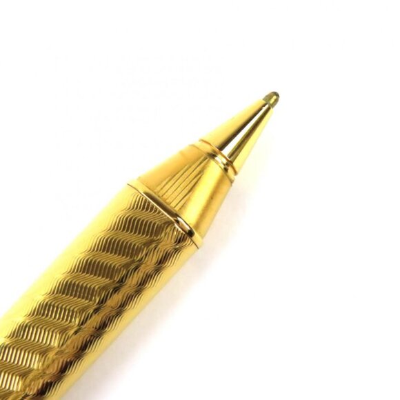 Cartier Vintage Trinity Spiral Pattern Cap Type Ballpoint Pen With Gold Case